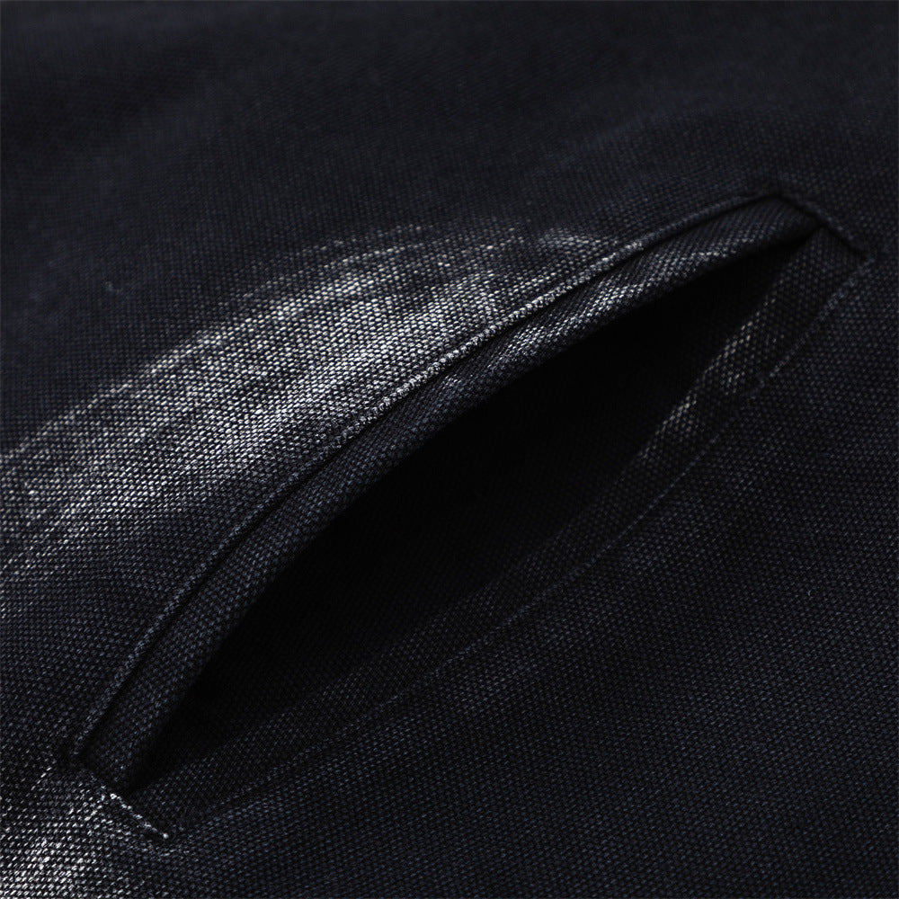 Men Jacket Coat Spring and Autumn Hooded Jacket Men's Painting Printing Loose Zip Denim Jacket