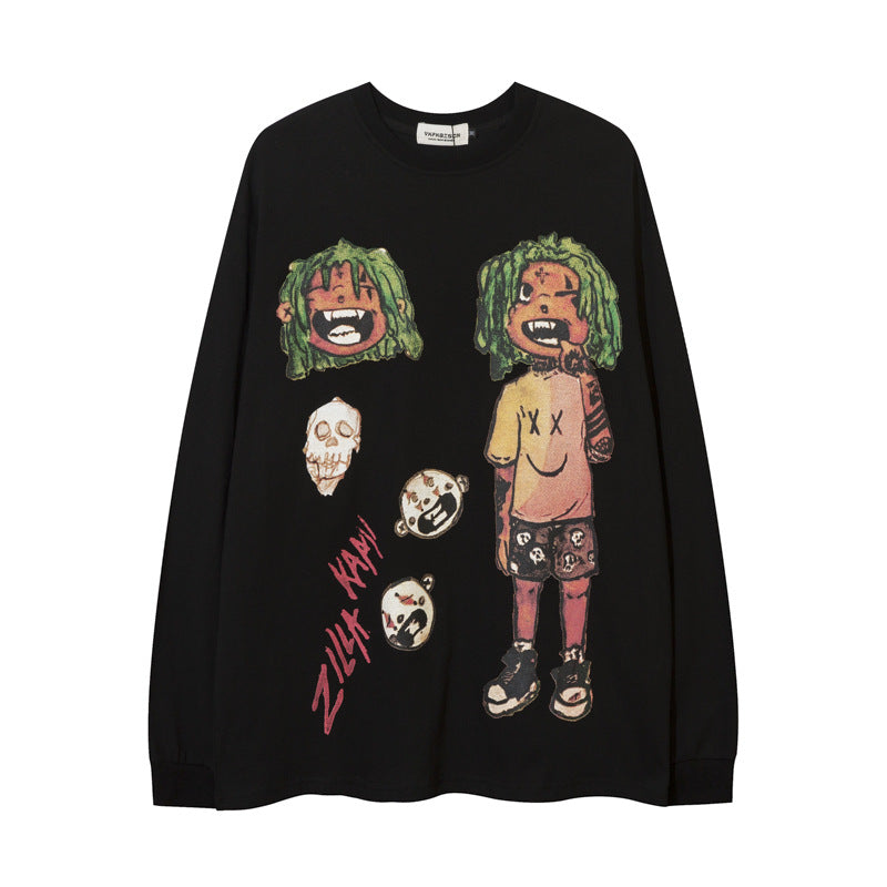 Men Long Sleeve T-Shirt Fun Cartoon Anime Base Ride