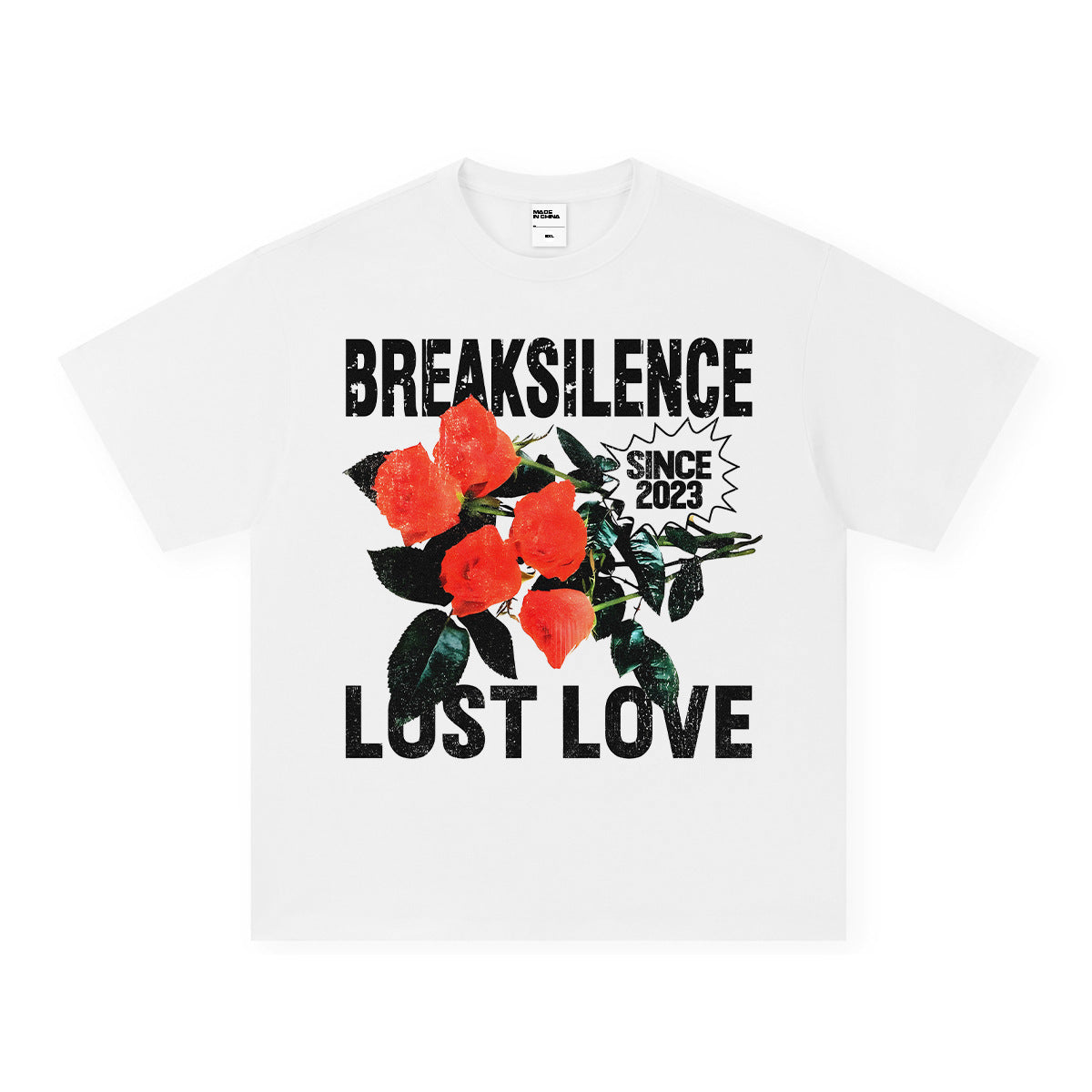 Vintage T-shirts Rose Print Men's and Women's Short Sleeve T-Shirts Loose