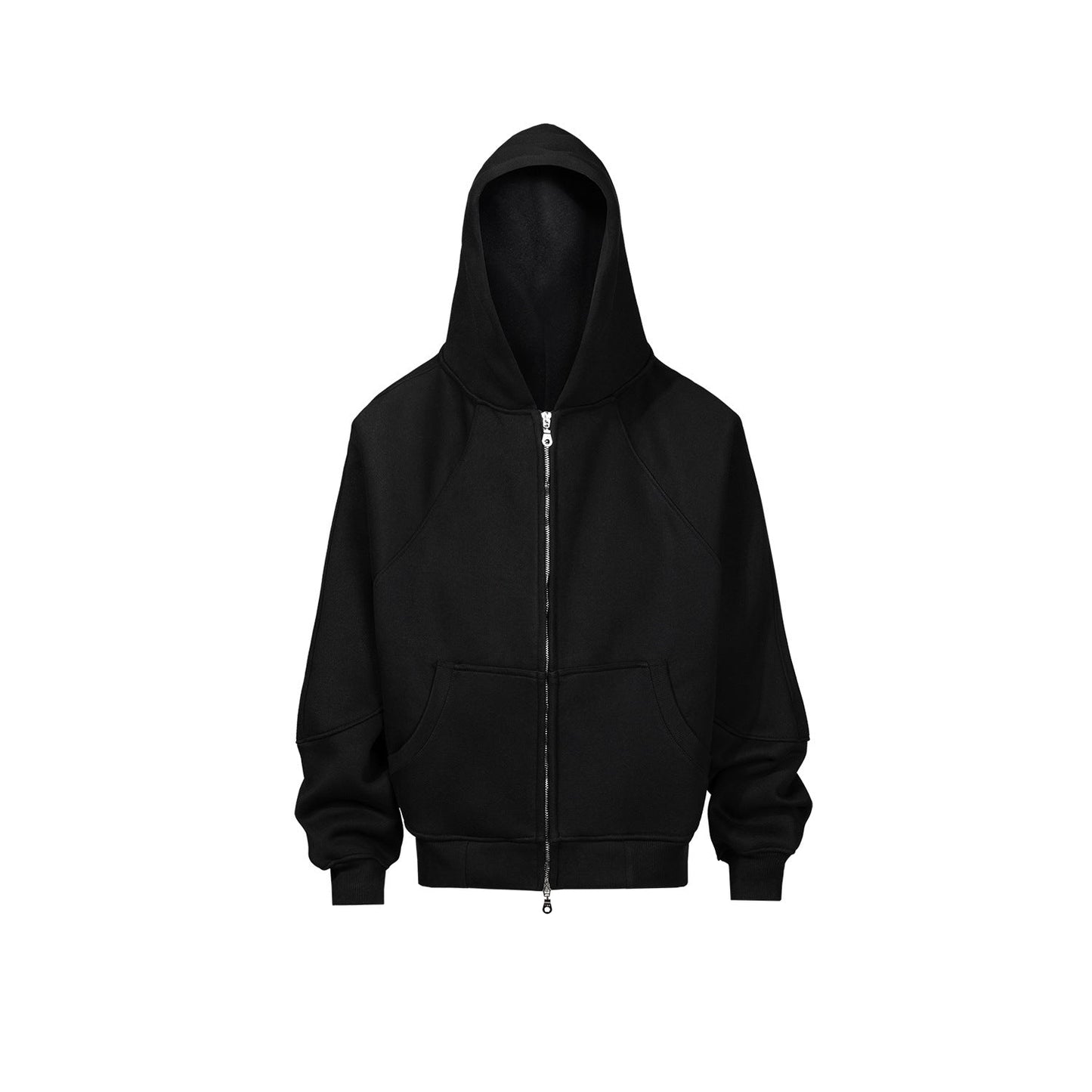 MIJKO Mens Jacket Double Zipper Heavy Simple Hooded Sweater