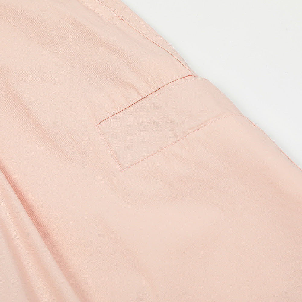 Men Sweatpants Straight Casual Pants Loose Wide Leg Pants Solid Color Pocket Decorative Trousers
