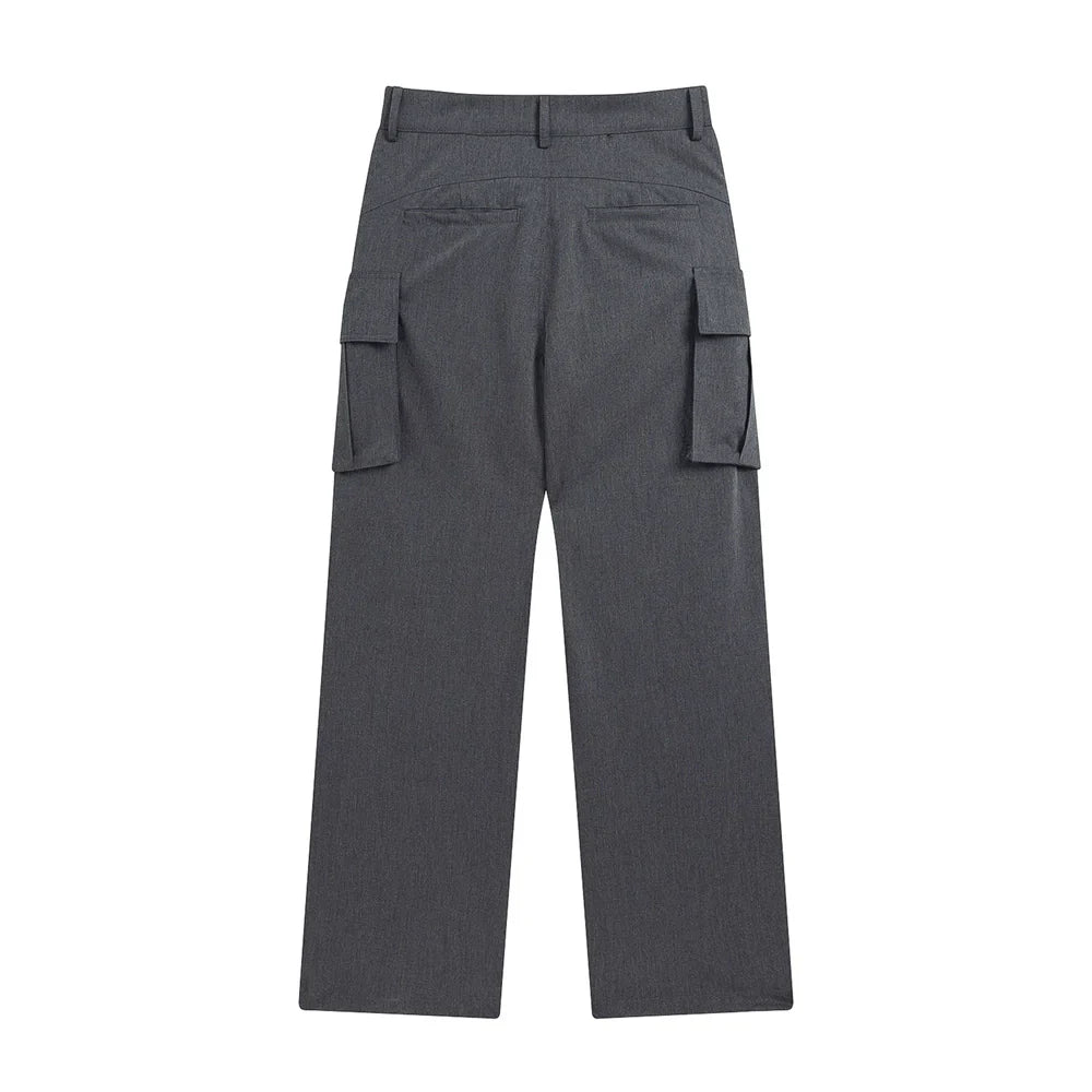 Men Sweatpants Multi-Pocket Cargo Pants Men Loose Straight Trousers