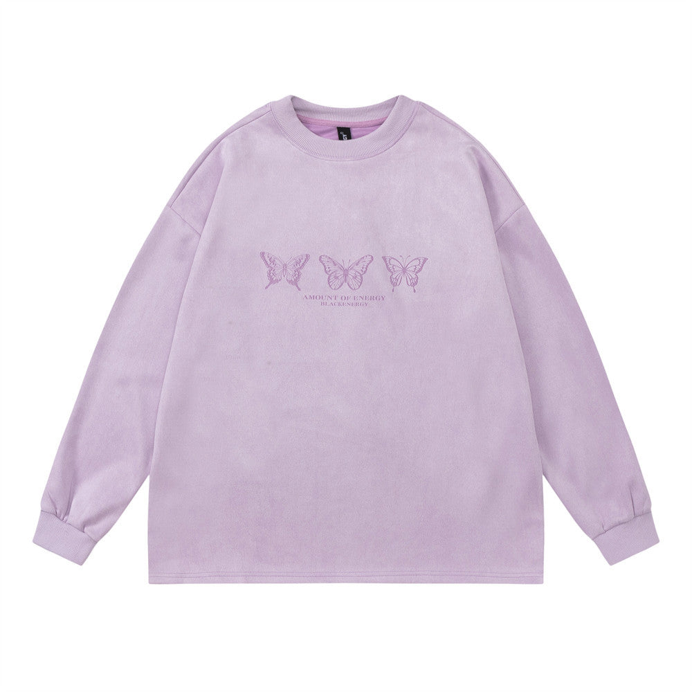 Men Long Sleeve T-Shirt Butterfly Print