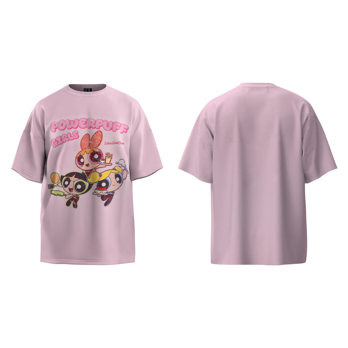 Unisex T-Shirts Powerpuff Girls Cartoon Print Casual Vintage Cotton Tee