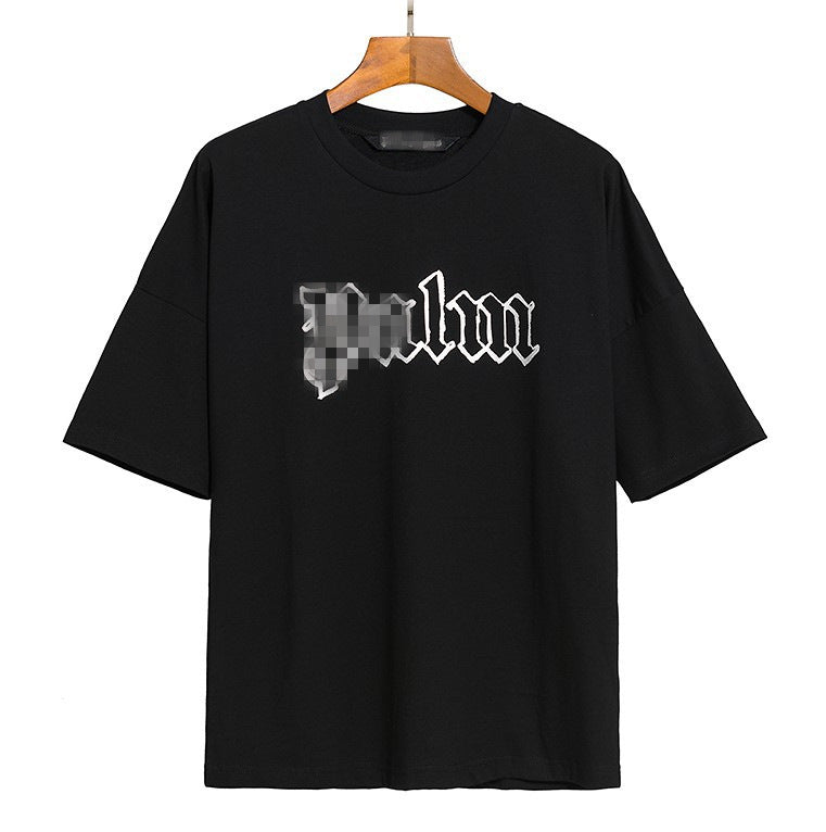 Palm Angle T Shirts Front and Rear Large Logo Printing Couple Drop Shoulder Loose