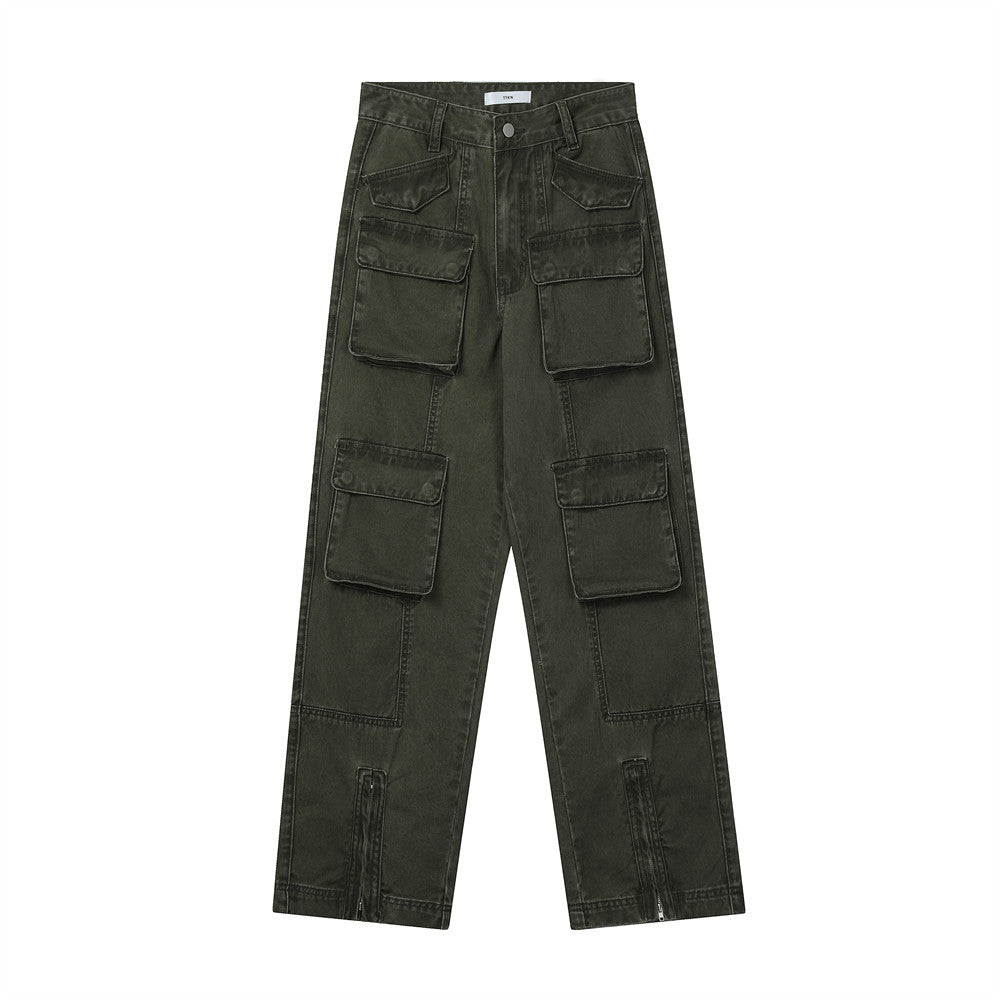 Men Jeans Multi-Pocket Trousers Cargo Jeans