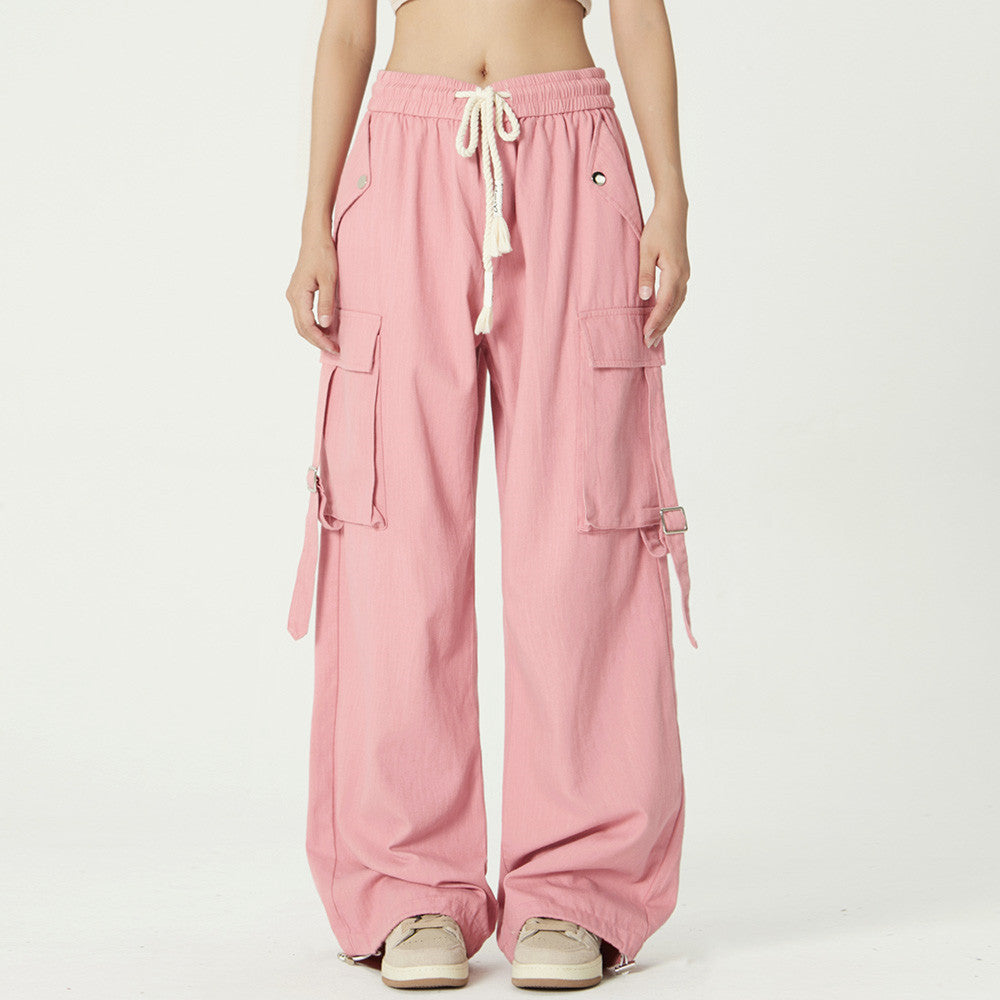 Men Sweatpants Workwear Wide Leg Trousers Men Oversize Loose Straight Drawstring Jogger Pants