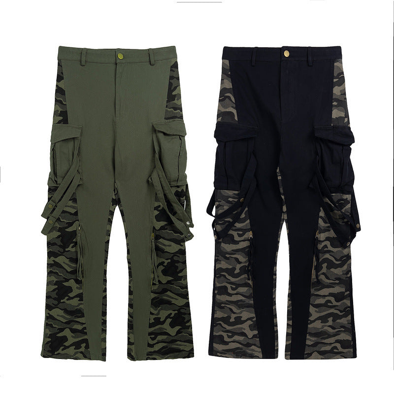 Cargo Pants Camouflage Stitching Overalls