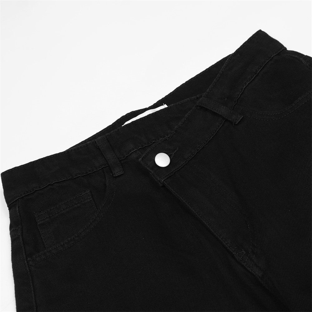 Men Jeans Solid Color Jeans Irregular