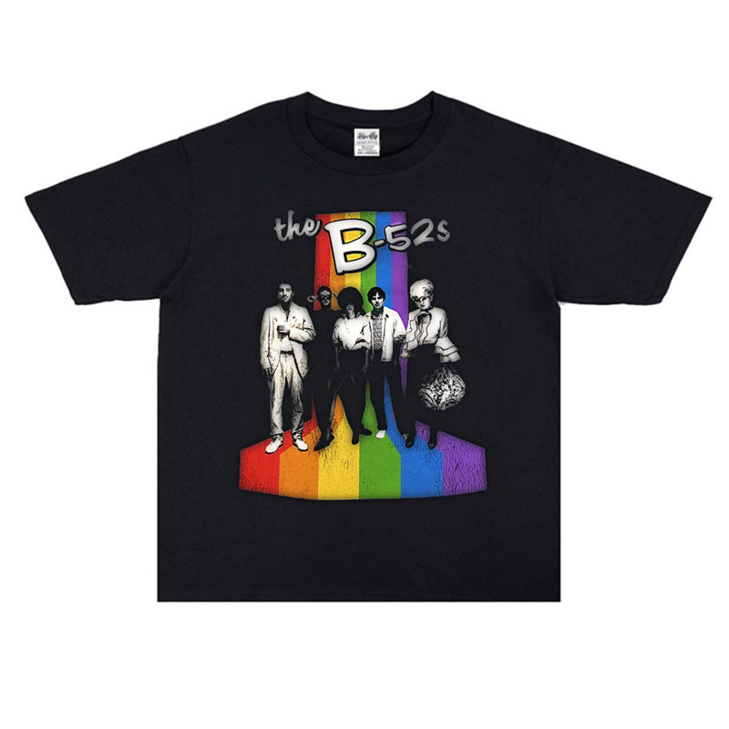 Rock Star T Shirt the B- 52's Punk Rock Print T-shirt Short Sleeve round Neck Loose