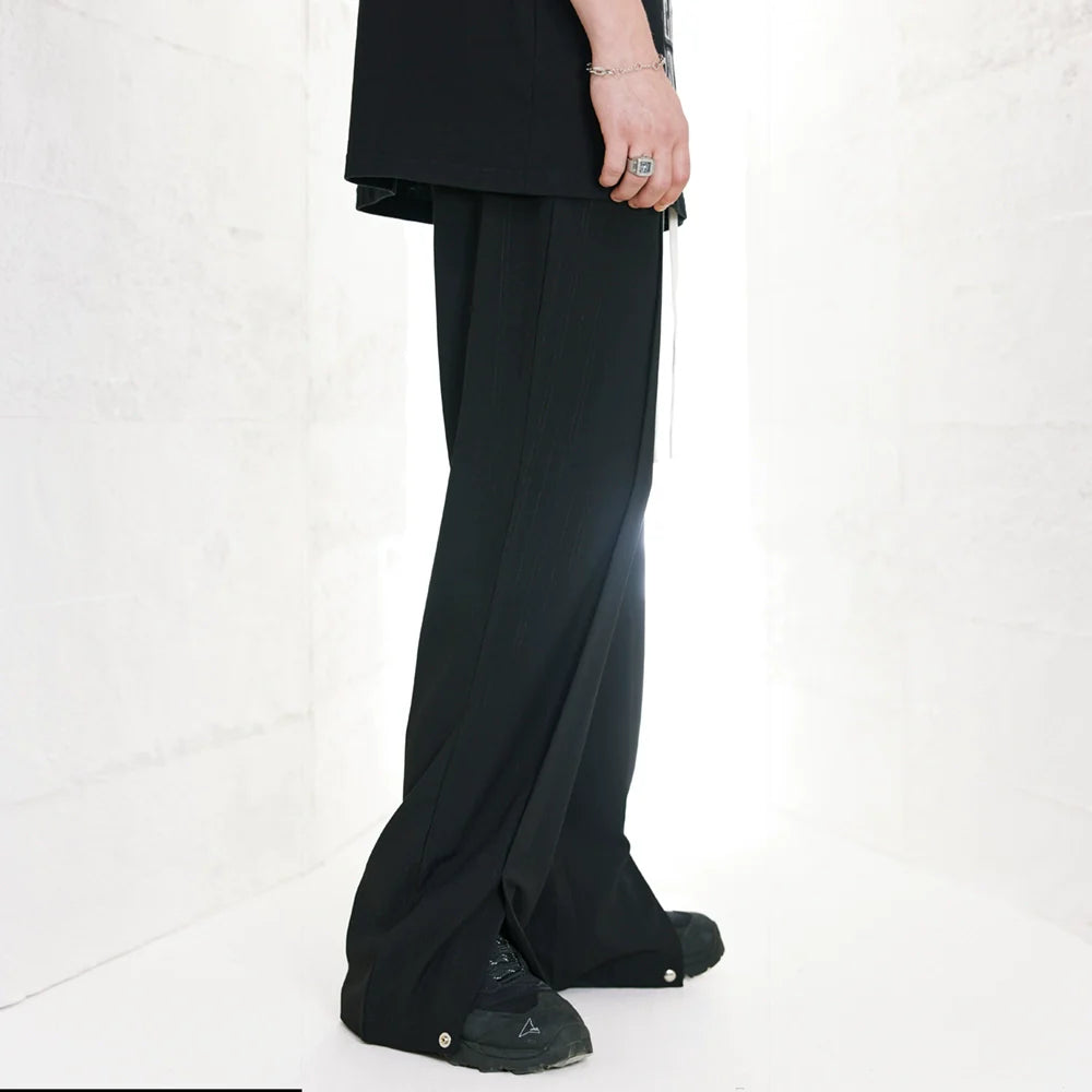 Men Sweatpants Straight Trousers Men's Loose Solid Color Wide-Leg Draggle-Tail Trousers