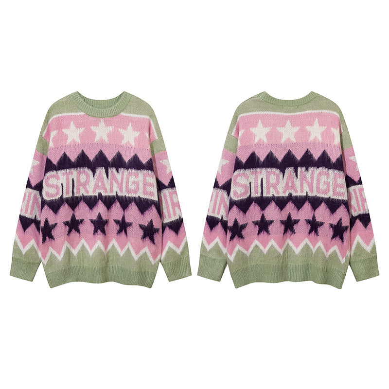 Women Sweater Vintage Star Jacquard Idle Style
