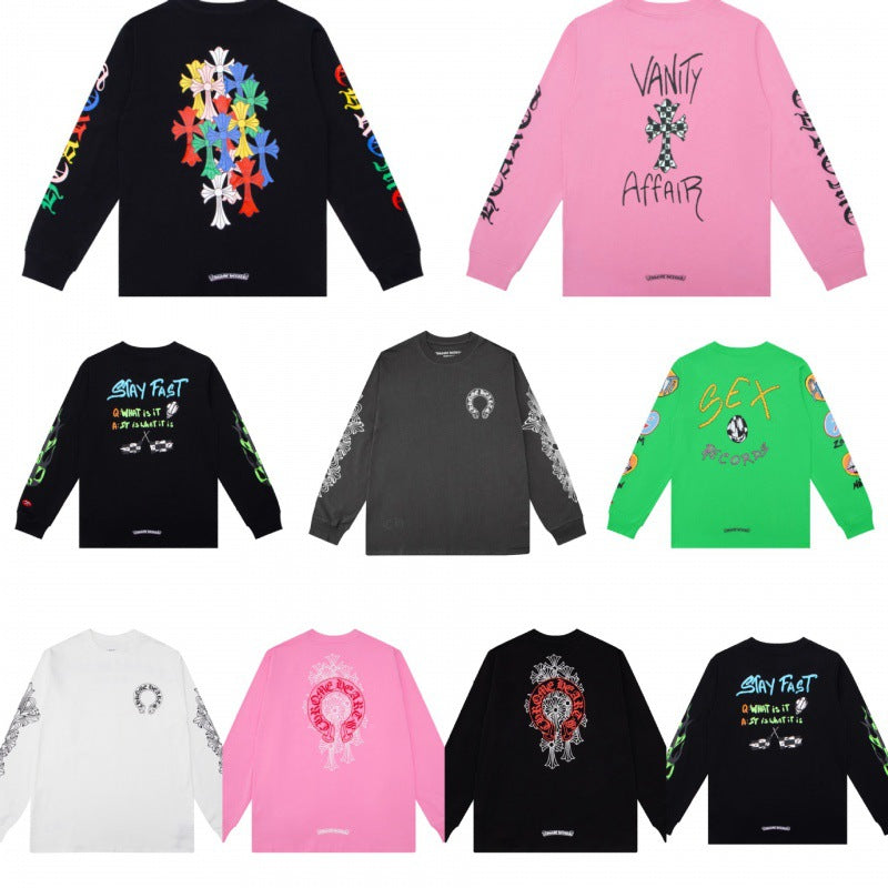 Chh Chrome Heart Long Sleeve Shirt Unisex Fashion Loose Long Sleeve Shirt