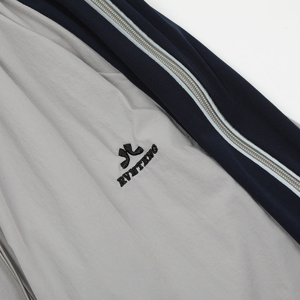 Men Sweatpants Side Zipper Stitching Casual Wide Leg Pants Elastic Waist Straight-Leg Trousers