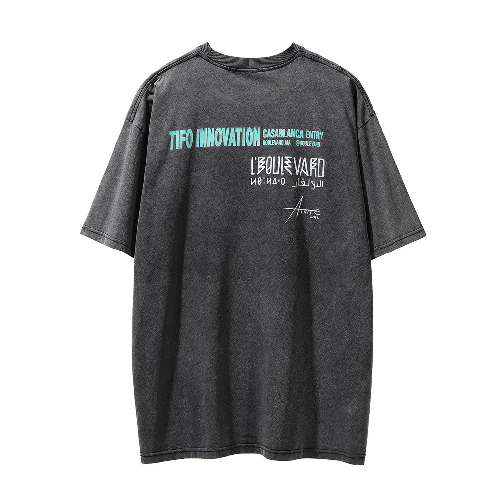 Men Vintage T-Shirt Printed T-shirt Short Sleeve Men Loose T-shirt Summer