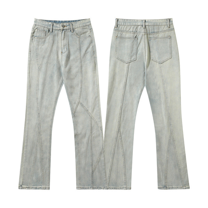 Men Jeans Vintage Straight Jeans Casual Flared Pants