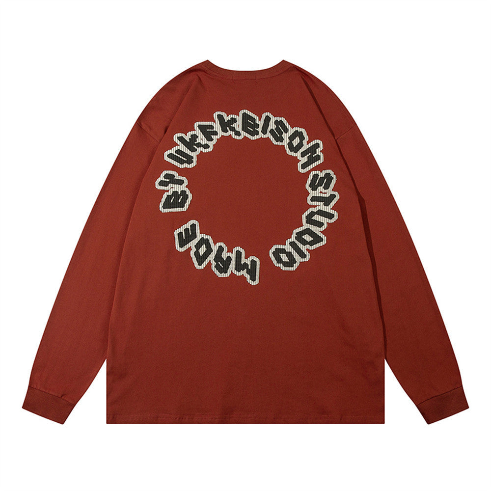Men Long Sleeve T-Shirt Fun Cartoon Printed Cotton