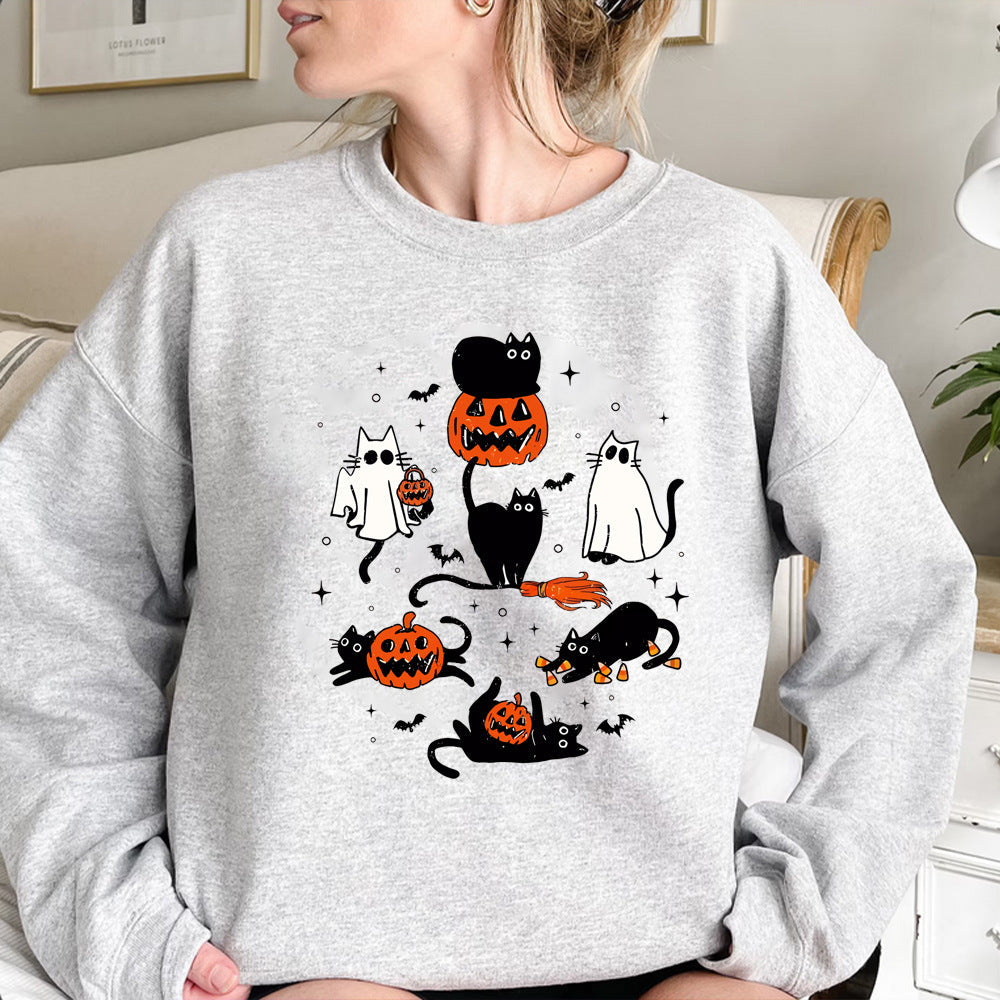 Cute Halloween Ghost Boo Cat Sweatshirt Halloween Cat Shirt