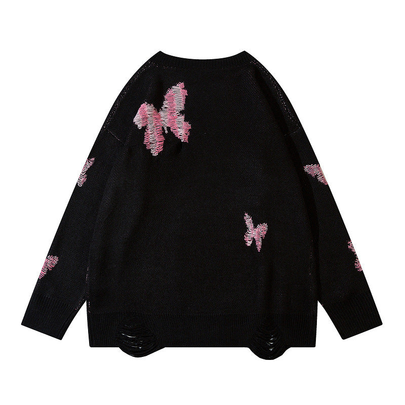 Women Sweater Vintage Butterfly Sweater Casual