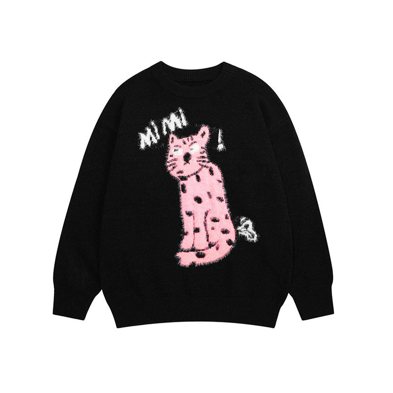 Women Sweater Retro Fun Cartoon Knitted Couple's Tops