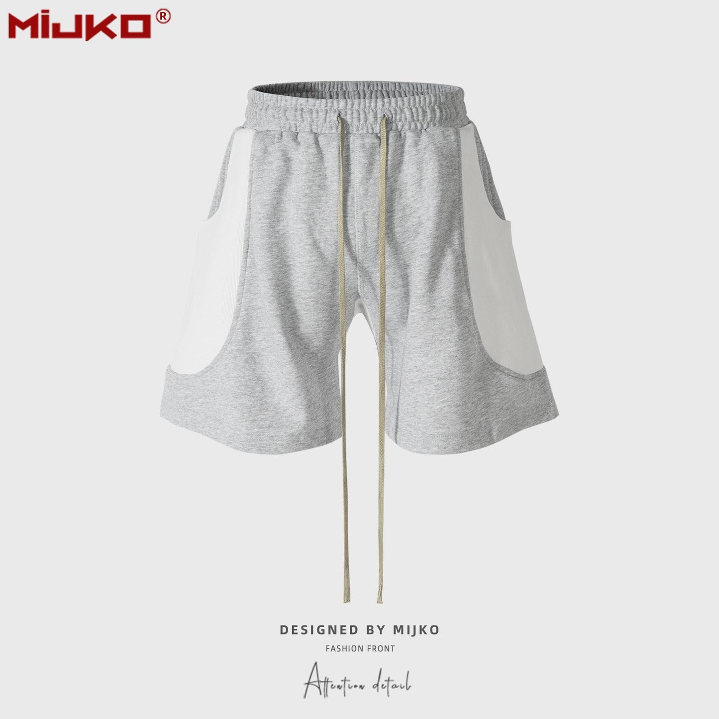 MIJKO Mens Shorts Spliced Side Large Pockets Shorts