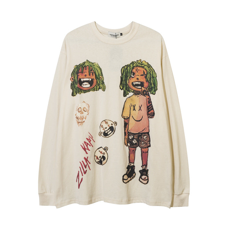 Men Long Sleeve T-Shirt Fun Cartoon Anime Base Ride