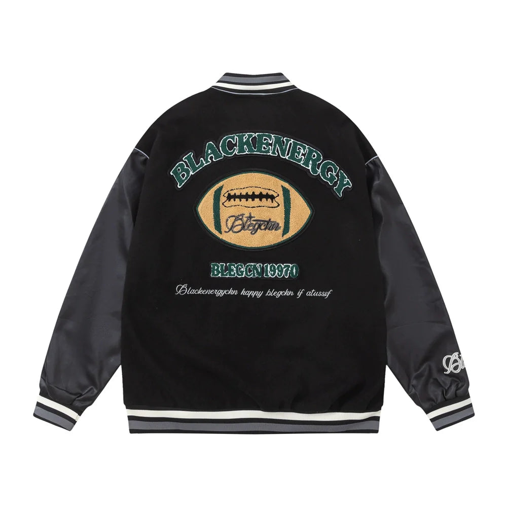 Men Jacket Coat Baseball Uniform Men's Ins Embroidered Pu Stitching Jacket Jacket