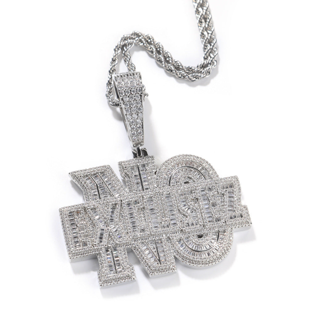 Jewelry Hip Hop Necklace Microencrusted Zircon Fashion Twist Chain Spectrum Word Up St. Valentine's
