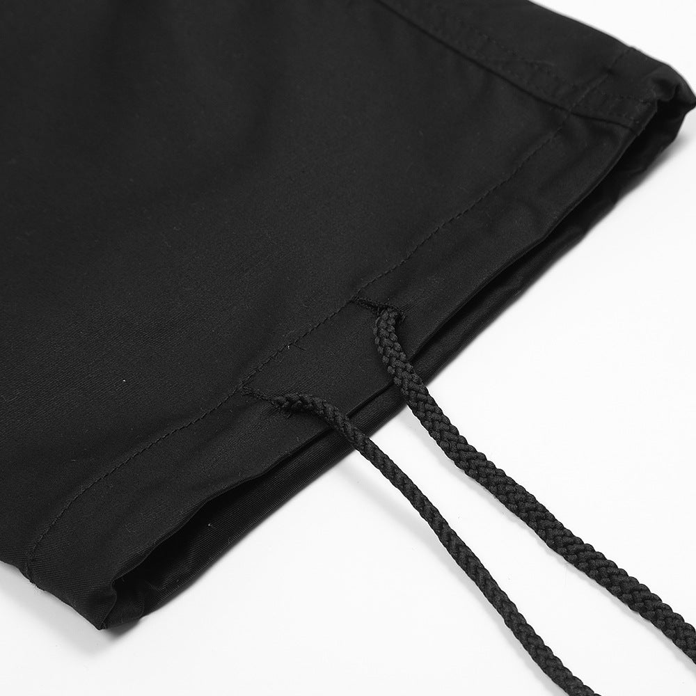 Men Sweatpants Pleated Loose Straight Trousers Straight Drawstring Drawstring Casual Pants