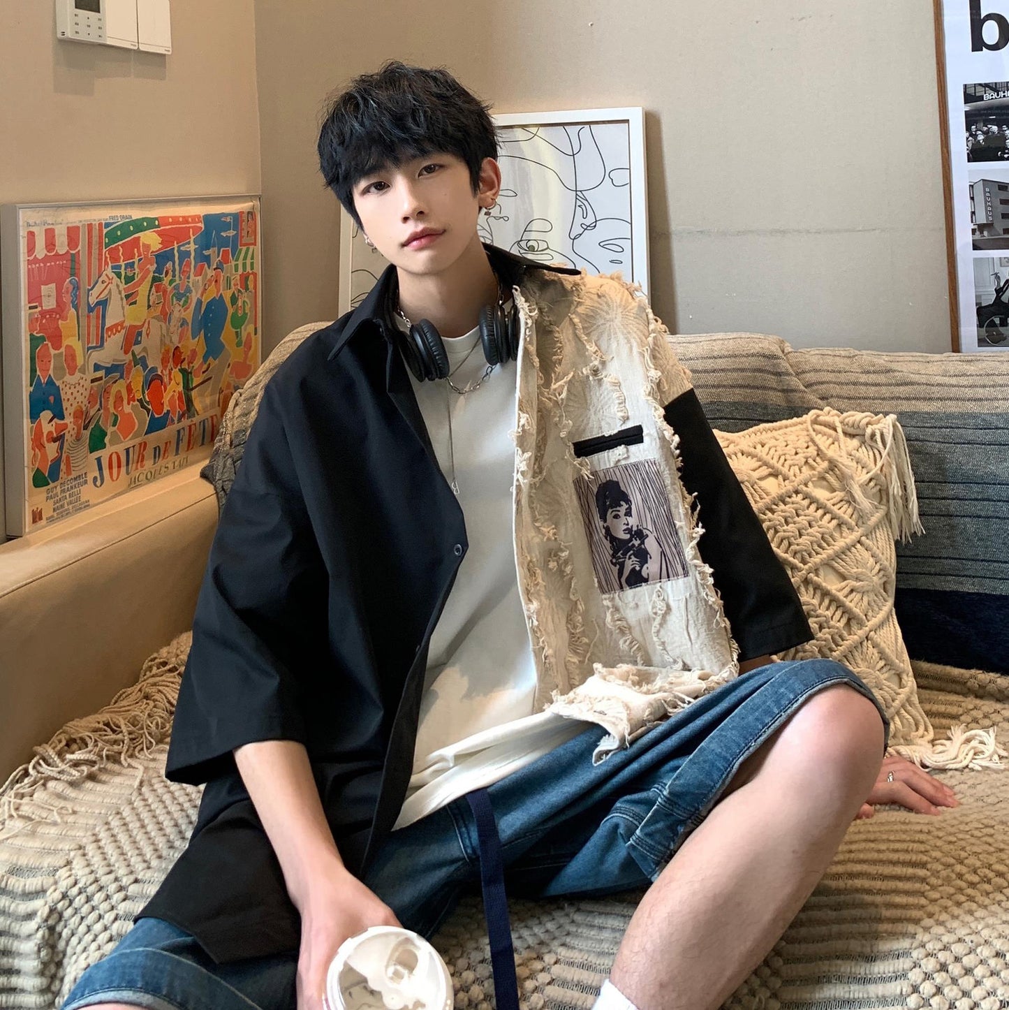 Men's Shirt Summer Fake Two-Piece Fashion
