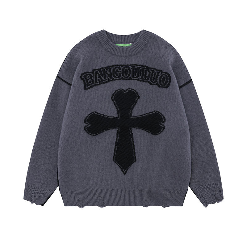 Women Sweater Retro College Style Soft Knit