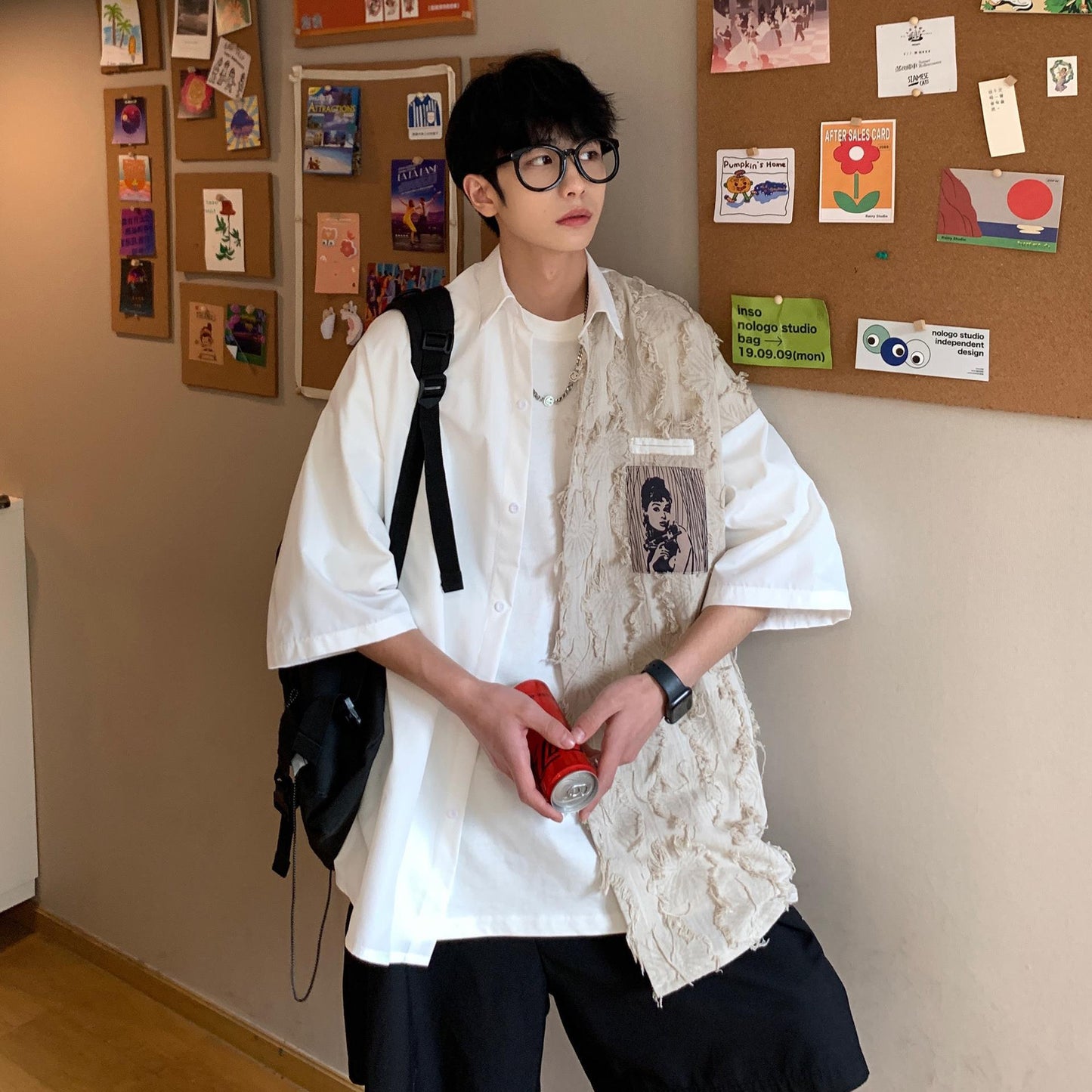 Men's Shirt Summer Fake Two-Piece Fashion