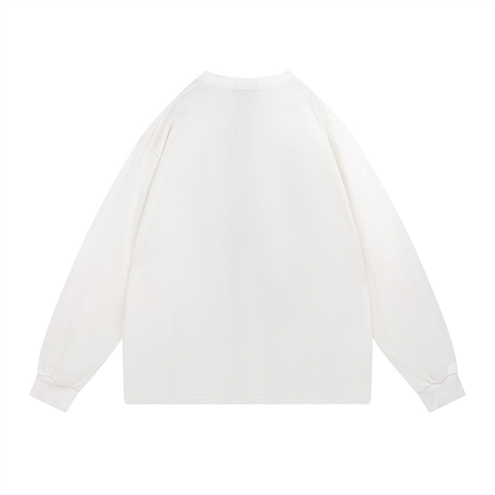 Men Long Sleeve T-Shirt White Elk Printing