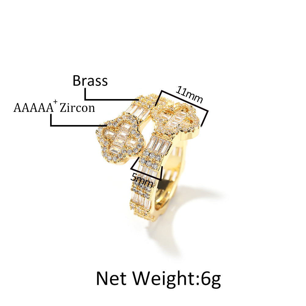 Rings ins Wind Clover Ring Copper with Zircon Spectrum St. Valentine's