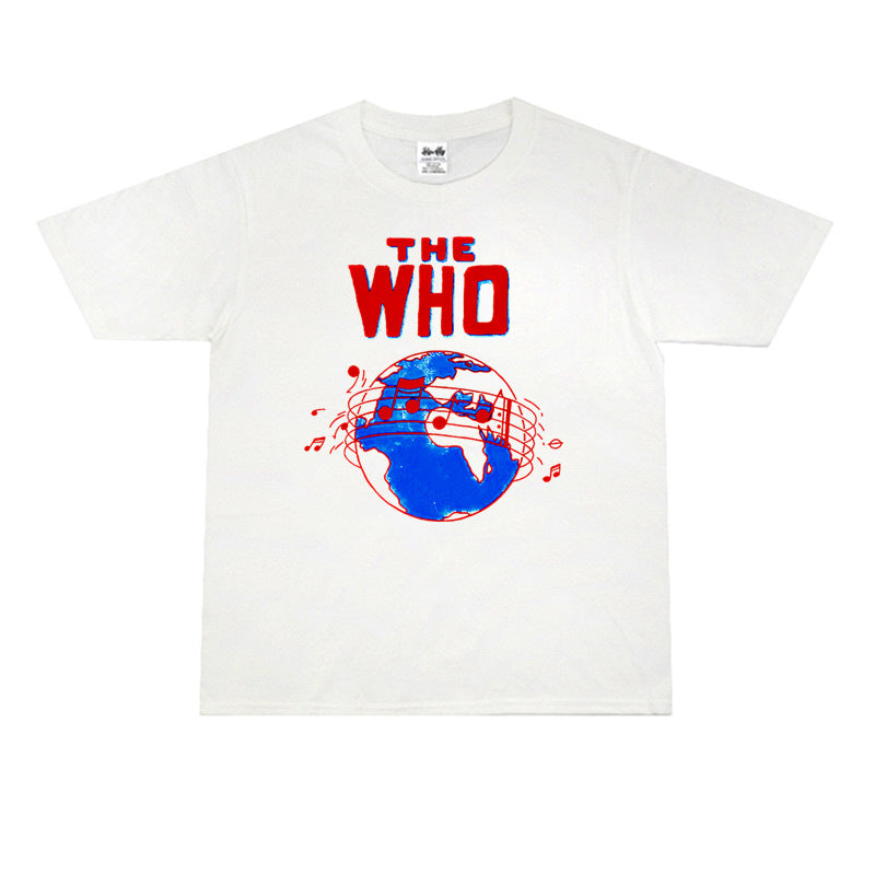 Rock Star T Shirt the WHO Band Printed Washed Distressed T-shirt Men's and Women's Cotton Short Sleeve
