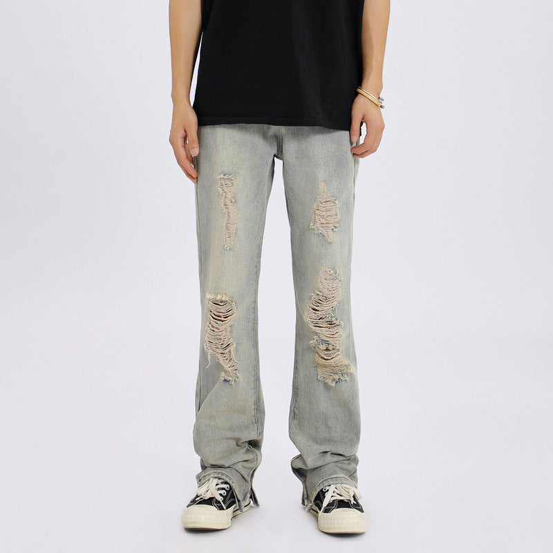 Men Jeans Ripped Jeans Men Baggy Straight Trousers