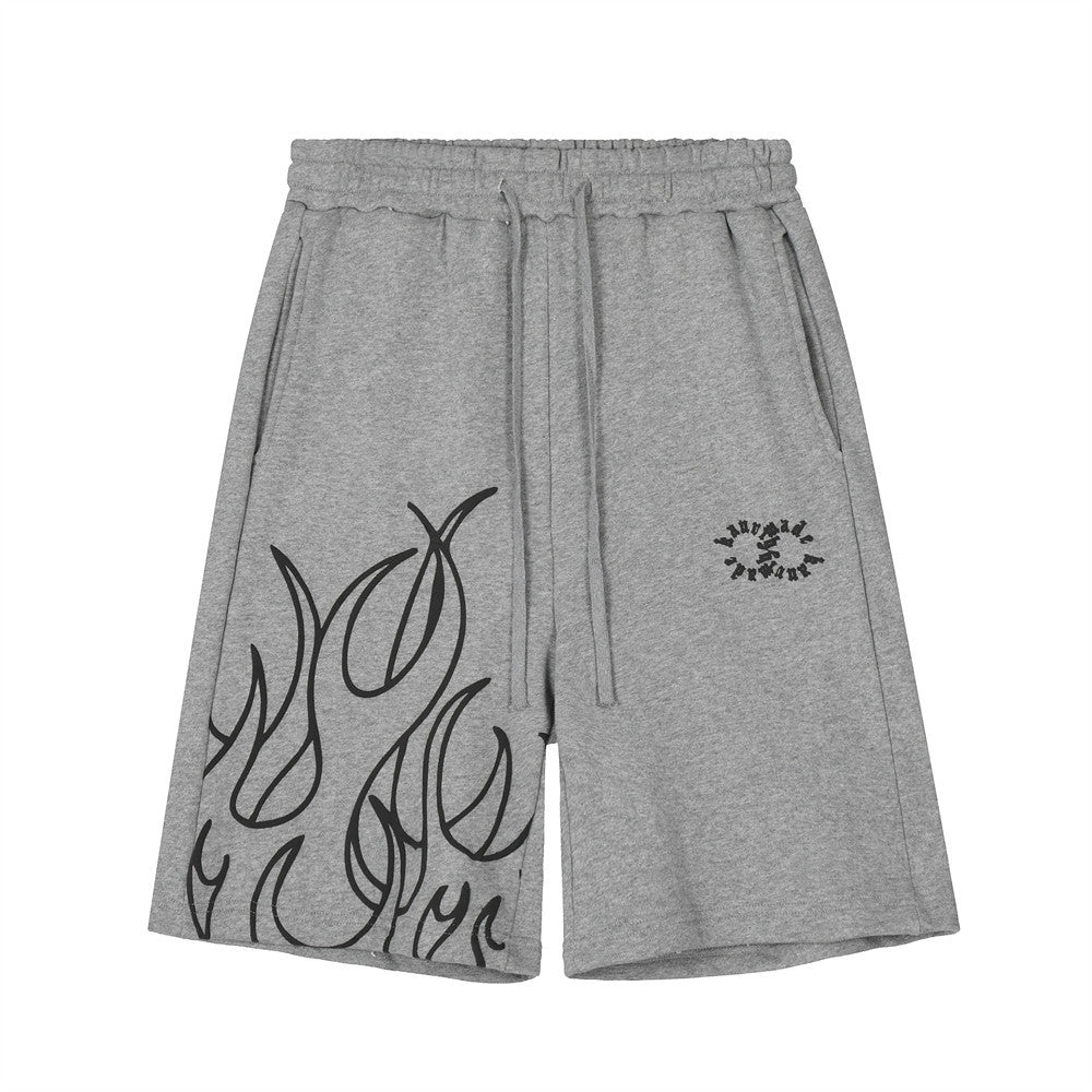 Men Shorts Flame Print Summer Sports