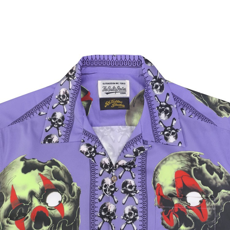 GUILTYPARTIES TIGER Shirts STUDIO Tattooed Skull, Short Sleeve Shirt