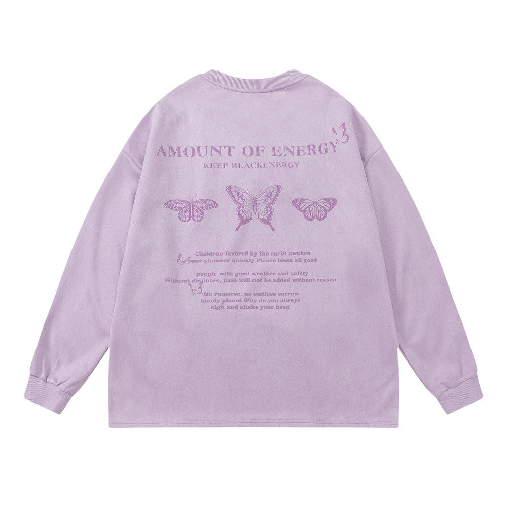 Men Long Sleeve T-Shirt Butterfly Print