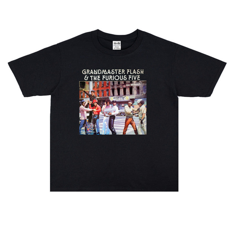 Rock Star T Shirt Grandmaster Flash & the Furious Five Master Fleish and Angry Five-Man T-shirt