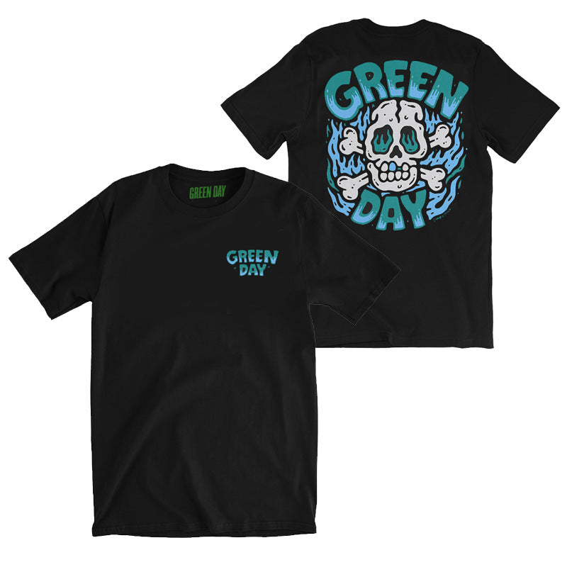 Green Day T Shirt Rock Punk Moto Skeleton
