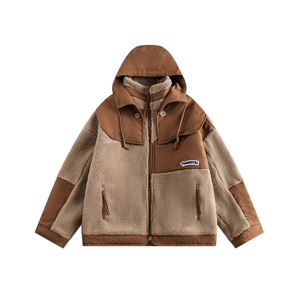 Unisex Coat Youth University Style Lamb Wool Coat Winter