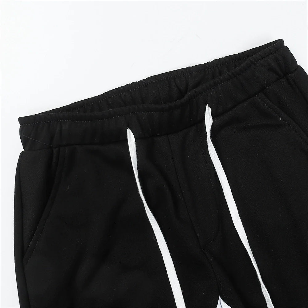 Men Sweatpants Color Contrast Patchwork Striped Sweatpants Loose Leisure Sports Drawstring Jogger Pants