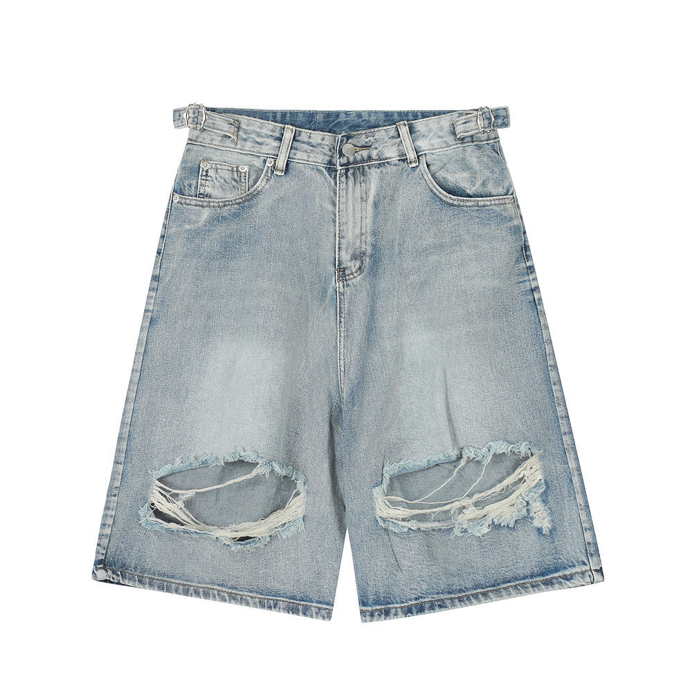 Men Shorts Ripped Denim Summer Loose Casual