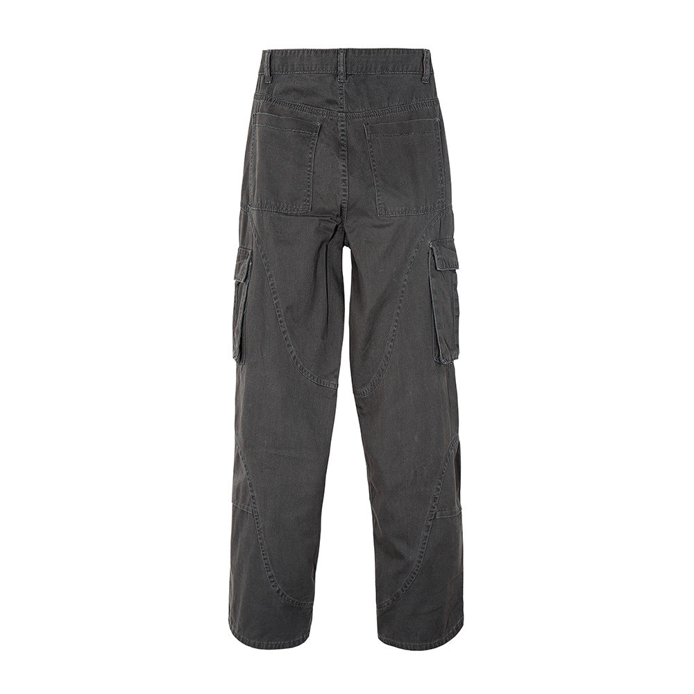 Men Jeans Multi-Pocket Cargo Pants Loose Casual