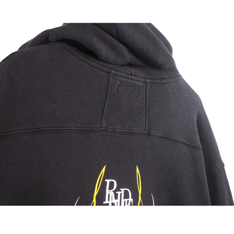 Rhude Hoodie Letter Design Washed Retro Hooded Sweater