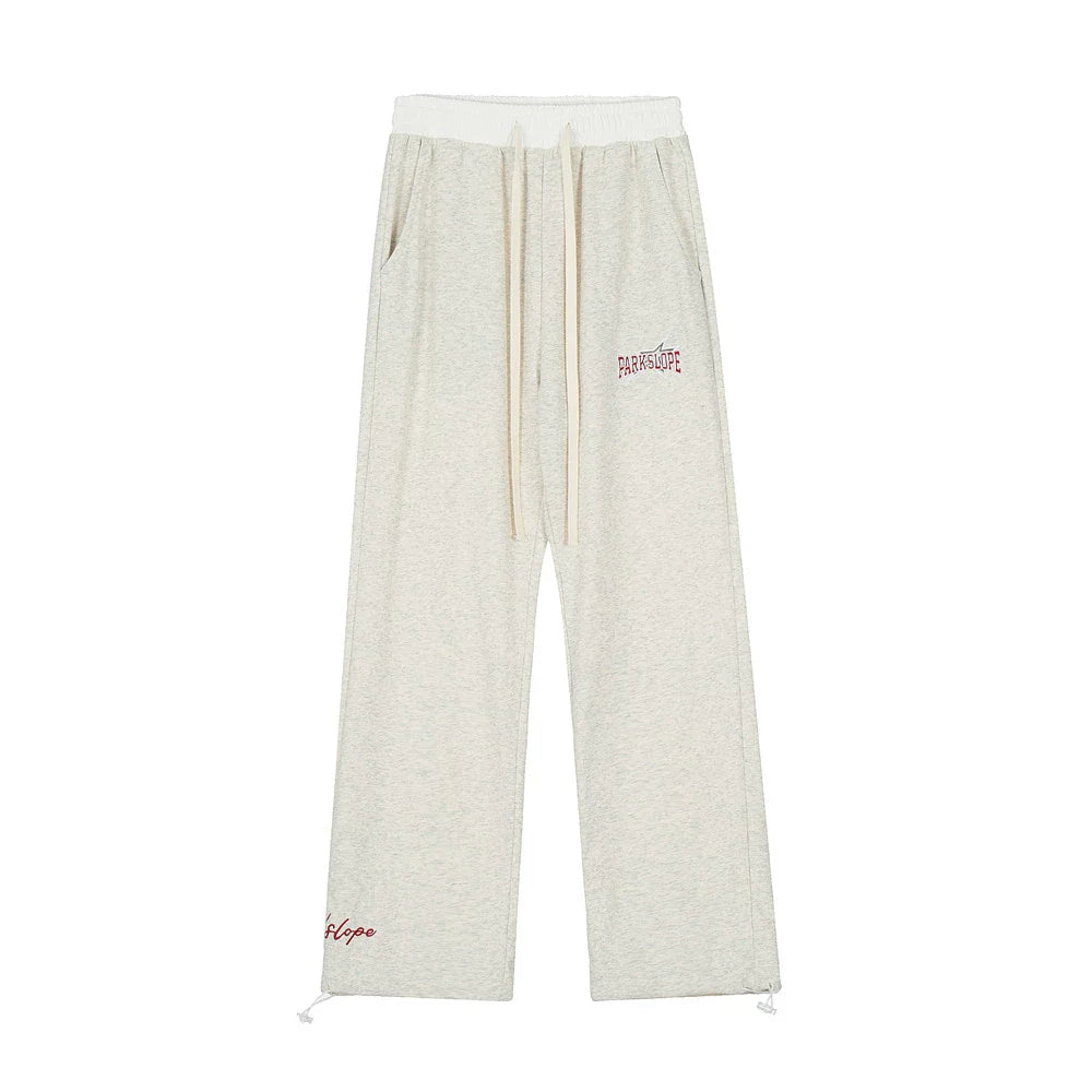 Men Sweatpants Stitching Straight Casual Pants Men's Letter Embroidered Trousers