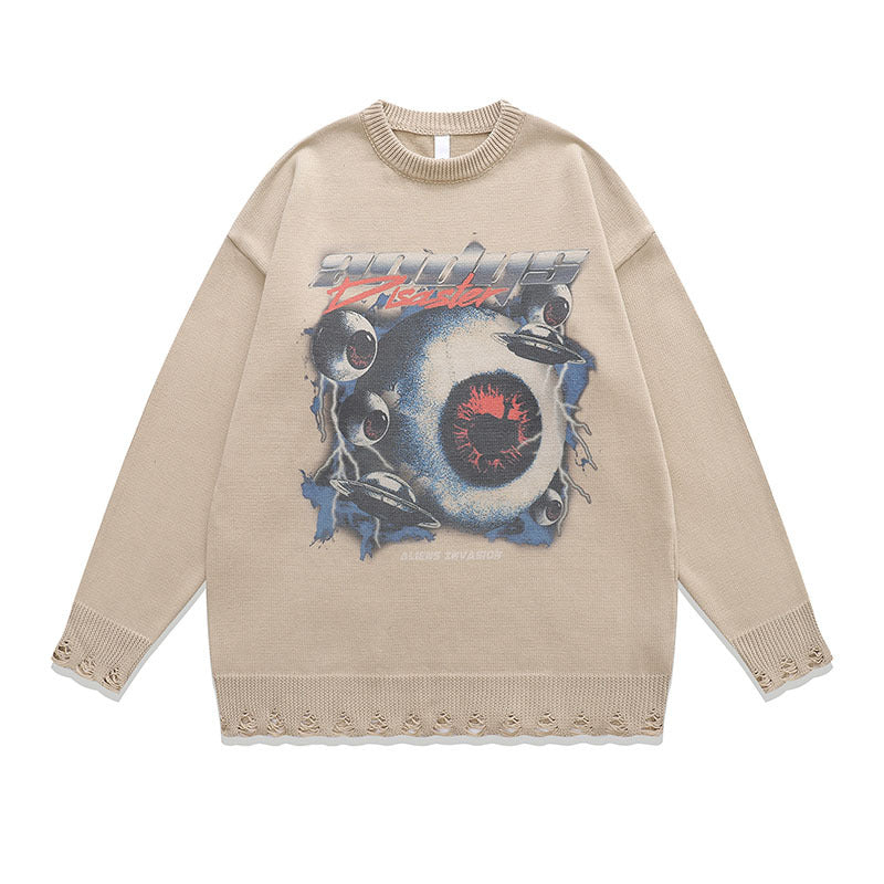 Women Sweater Vintage Cartoon Anime Lazy Style Knitted Sweater