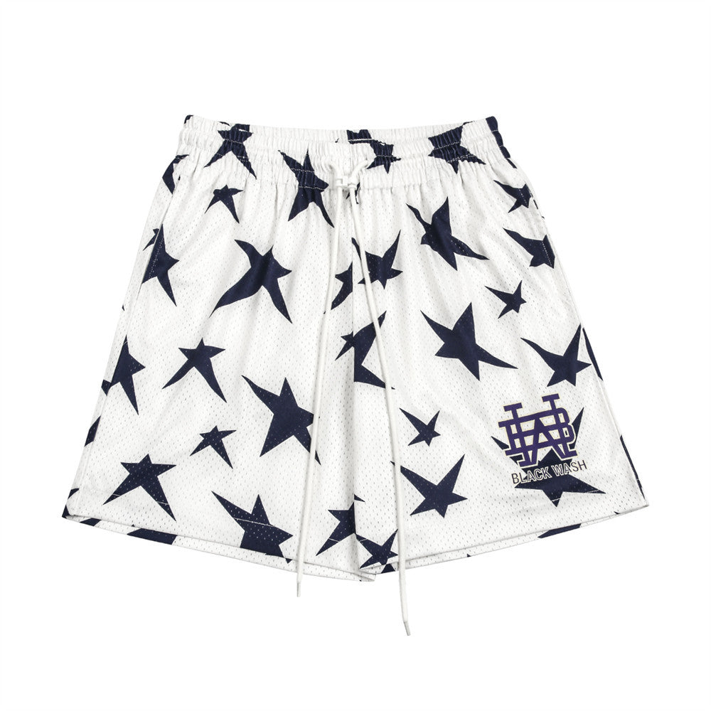 Men Shorts Five-Pointed Star Summer Thin Breathable Quick-Drying Sports Mesh