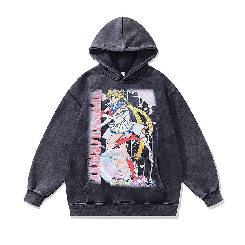 Men Hoodie Hip Hop Cartoon Hooded Sweatshirt